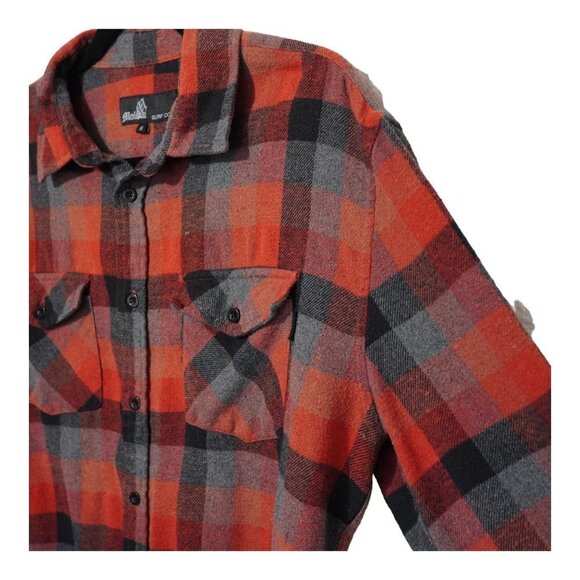 Molokai Surf Co Red/Black/Grey‎ Flannel Long Sleeve Shirt Size M - Picture 6 of 7
